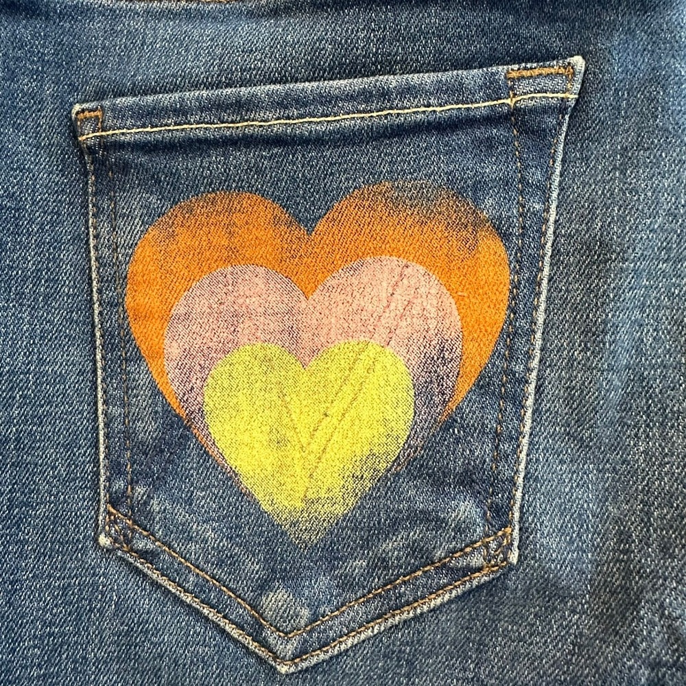 MOTHER The Super Stunner Ankle Skinny Jeans Button Fly Heart Size 27 Denim - Picture 15 of 16